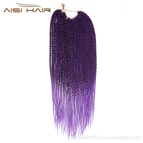 Aisi Hair Senegalese Twist Crochet Hair Ombre Brown Grey Purple Bug Synthetic Braiding Hair Extensions for Women